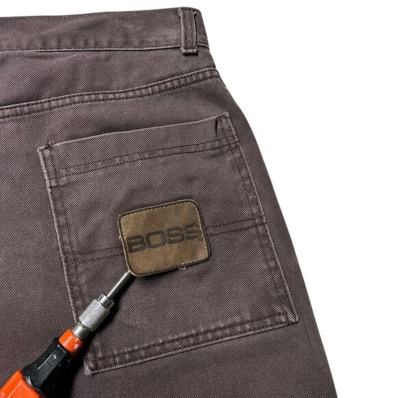 Y2K Vintage BOSS denim shorts baggy highwaisted faded brown wash streetwear. - Picture 4 of 6